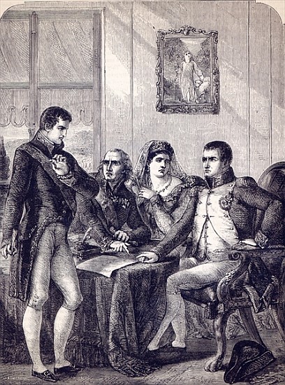 Ferdinand of Spain resigning his crown at the dictation of the Emperor Napoleon de English School
