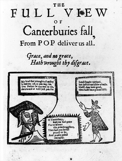 Pamphlet celebrating Archbishop William Laud''s downfall, c.1645 de English School