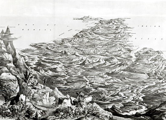 Panoramic view of India from the Himalaya Mountains, designed by T. Packer de English School