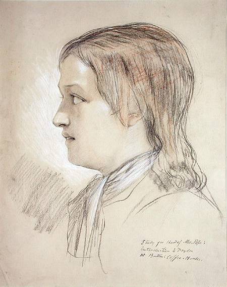 Study for the Head of Alex Pope: introduction to Dryden, At Butler's Coffee House (pencil, chalk & de English School