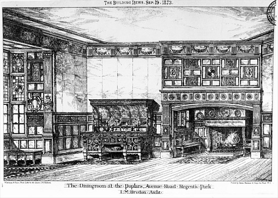 The Dining Room at the Poplars, Avenue Road, Regents Park, from ''The Building News'', 19th Septembe de English School