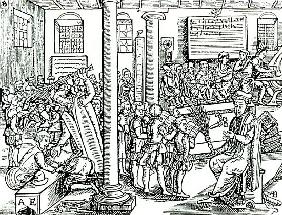 Schoolroom scene in Tudor times