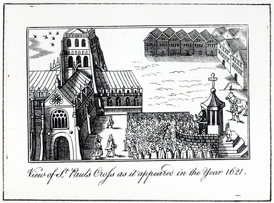 View of St. Paul''s Cross as it appeared in the year 1621 de English School