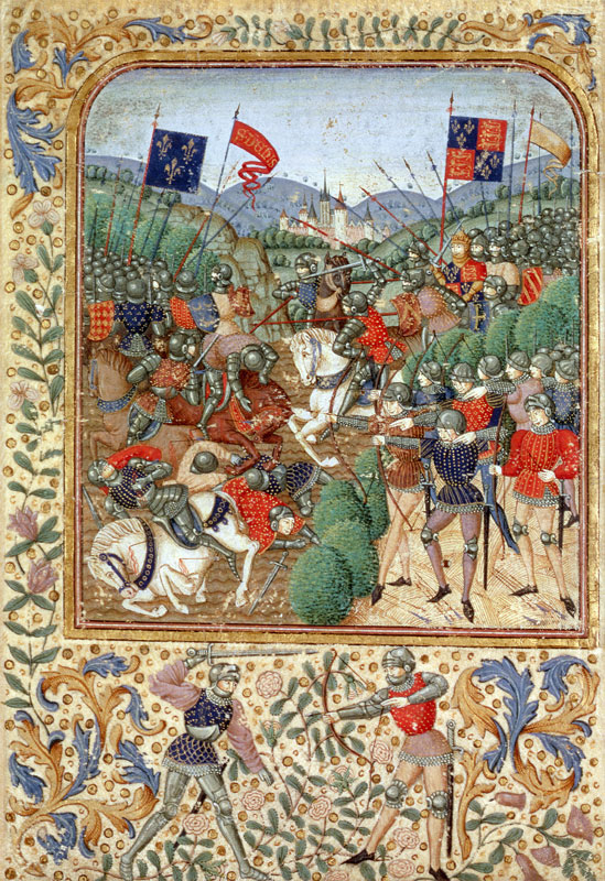Battle of Agincourt, October 25th 1415 (w/c on paper) de English School, (19th century)