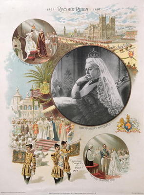Queen Victoria (1819-1901) depicted at the time of her Diamond Jubilee in 1897 together with some of de English School, (19th century)