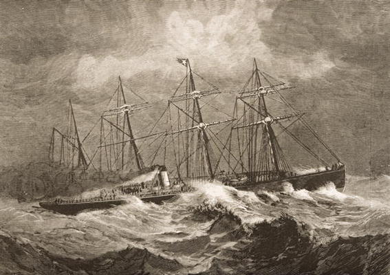 The 'Celtic' Crossing the Atlantic in Winter, c.1870, from 'American Pictures' published by the Reli de English School, (19th century)