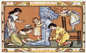 Christmas Stocking For You, a Victorian christmas card (engraving)