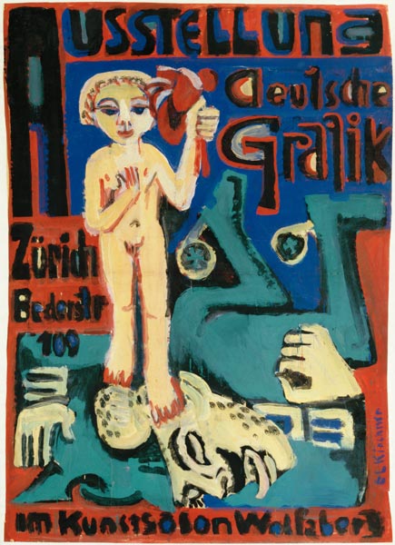 Exhibition poster German graphic Zurich. de Ernst Ludwig Kirchner