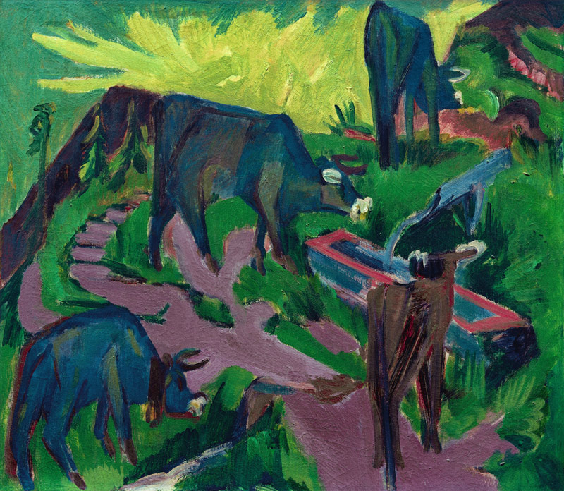 Cows during Sunset de Ernst Ludwig Kirchner