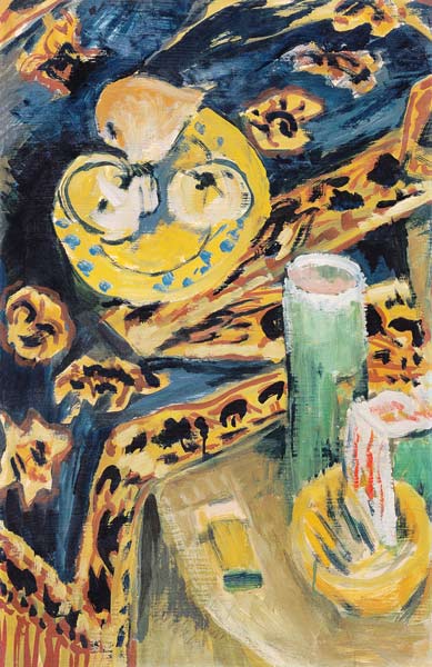 Quiet life with fruit bowl and candle de Ernst Ludwig Kirchner