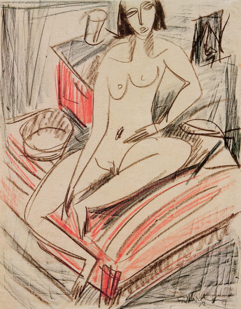 Desnudo femenino, sentado en la cama de Ernst Ludwig Kirchner