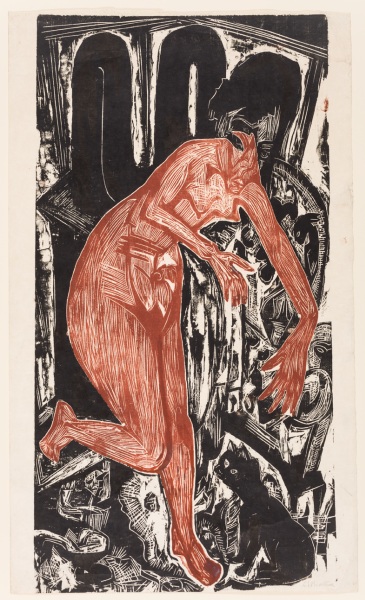 Woman Bathing by the Oven de Ernst Ludwig Kirchner