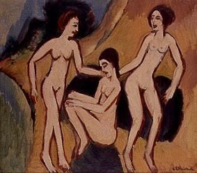 Three bathing on the beach. de Ernst Ludwig Kirchner
