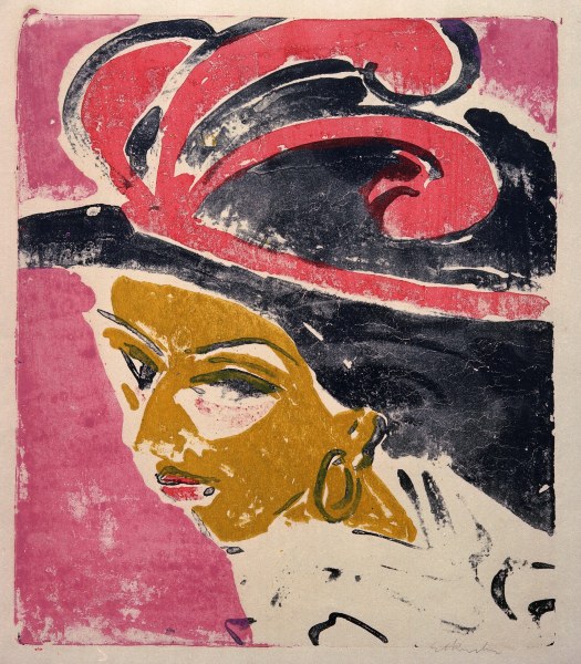 Cocotte con sombrero de plumas de Ernst Ludwig Kirchner