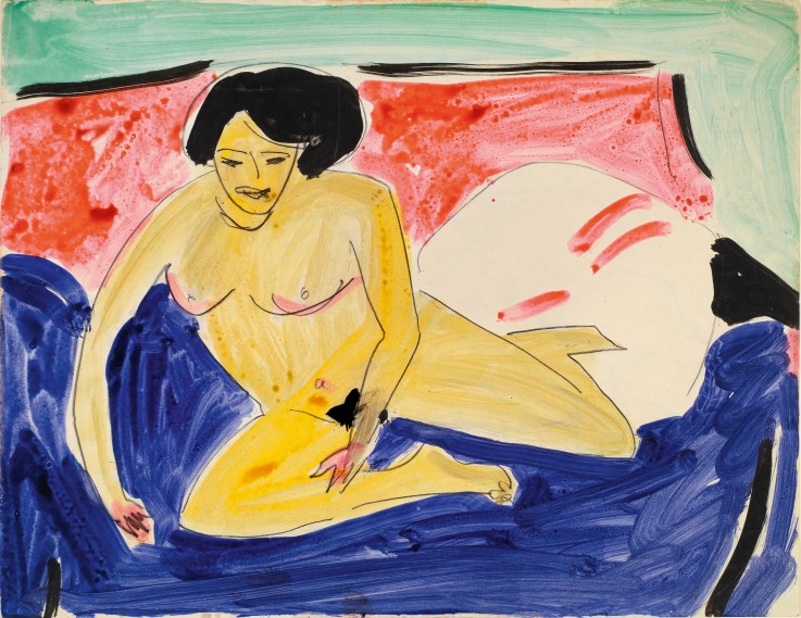 Desnudo sentado en el diván de Ernst Ludwig Kirchner
