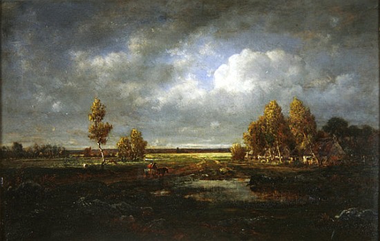 The Pond near the Road, Farm in Le Berry, c.1845-48 de Etienne-Pierre Théodore Rousseau