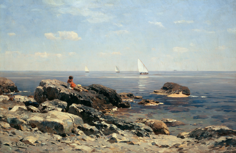 On the rock beach. de Eugen Dücker