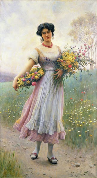 Spring Flowers de Eugen von Blaas