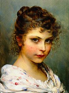 Young girl with curly hair