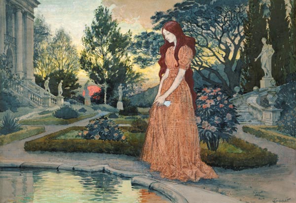 Young woman in a garden de Eugène Samuel Grasset