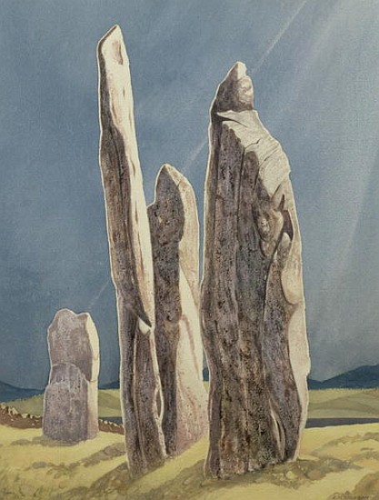 Tall Stones of Callanish, Isle of Lewis, 1986-7 (w/c)  de Evangeline  Dickson