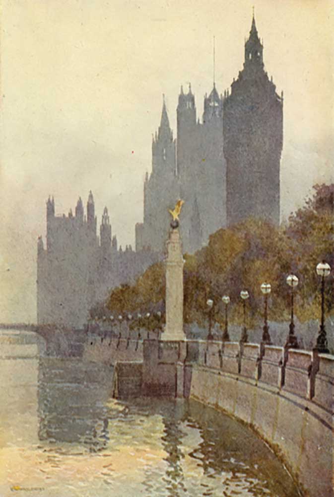 Houses of Parliament from the Embankment de E.W. Haslehust