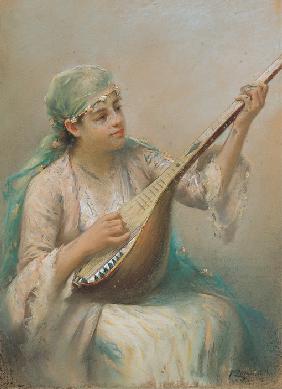 Woman Playing a Lute