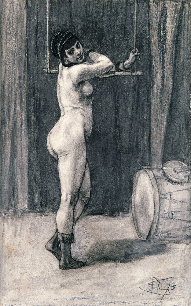 Femme au trapeze (pastel) de Felicien Rops