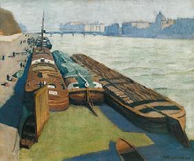 Paris/Barges on the Seine Bank/Vallotton