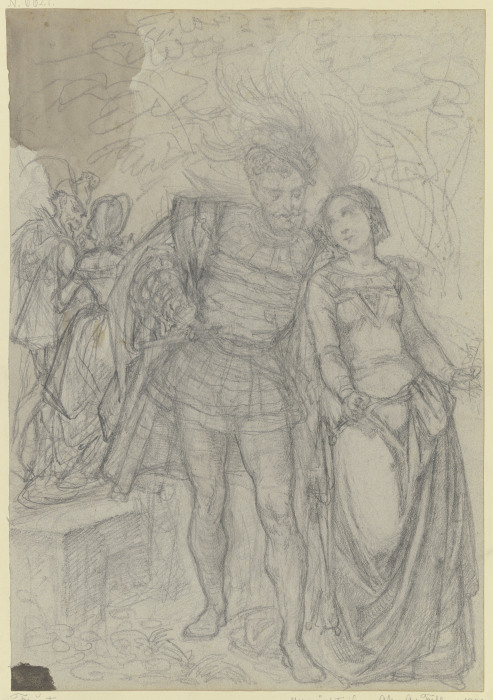 Faust und Gretchen, im Hintergrund Marthe und Mephisto de Ferdinand Fellner