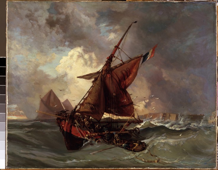 Ships at stormy sea de Ferdinand Victor Eugène Delacroix