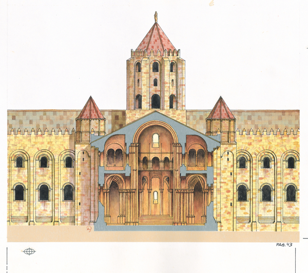 Santiago de Compostela Romanesque Cathedral.Cross section. Spain de Fernando Aznar Cenamor