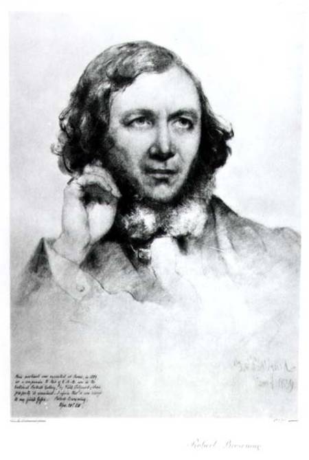 Portrait of Robert Browning (1812-89) 1859  (b&w photo) de Field Talfourd