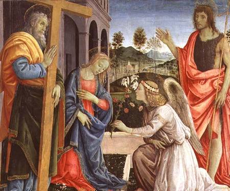 Annunciation with St. Joseph and St. John the Baptist de Filippino Lippi