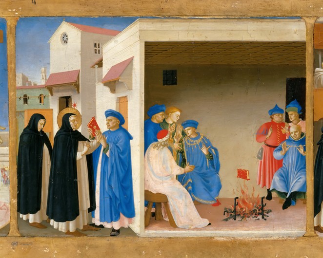 The Dispute of Saint Dominic and the Miracle of the Book (Predella of the retable The Coronation of  de Fra Beato Angelico