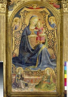 Maria with the Jesuskind sitting enthroned, of ang