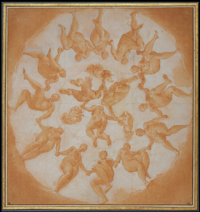 Dance of the Hours (Sketch for the central plafond painting of the Galerie dUlysse in Fontainebleau) de Francesco Primaticcio