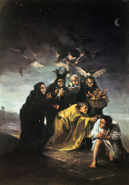 The Witches' Sabbath - Francisco José de Goya en reproducción impresa o  copia al óleo sobre lienzo.