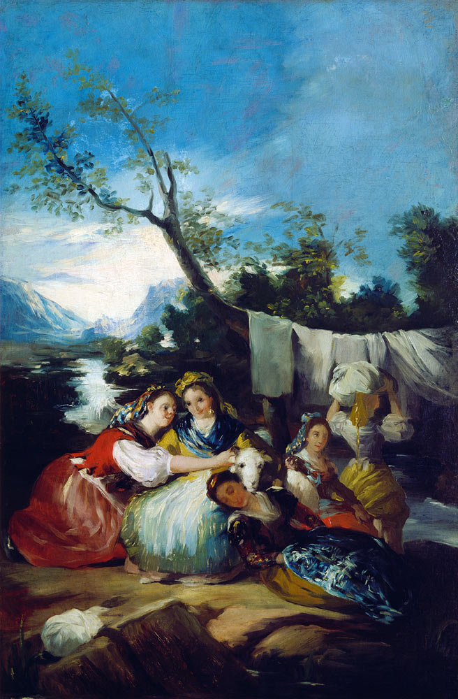 The Washerwomen - Francisco José de Goya en reproducción impresa o copia al  óleo sobre lienzo.