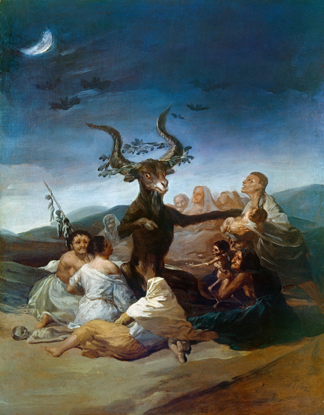 The Witches' Sabbath - Francisco José de Goya en reproducción impresa o  copia al óleo sobre lienzo.