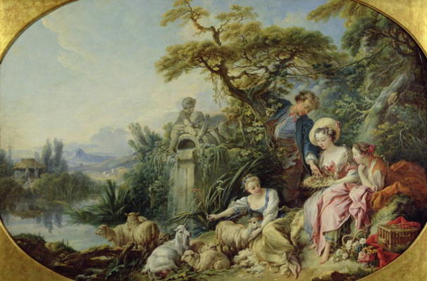 The Shepherd's Gift or, The Nest (oil on canvas) de François Boucher