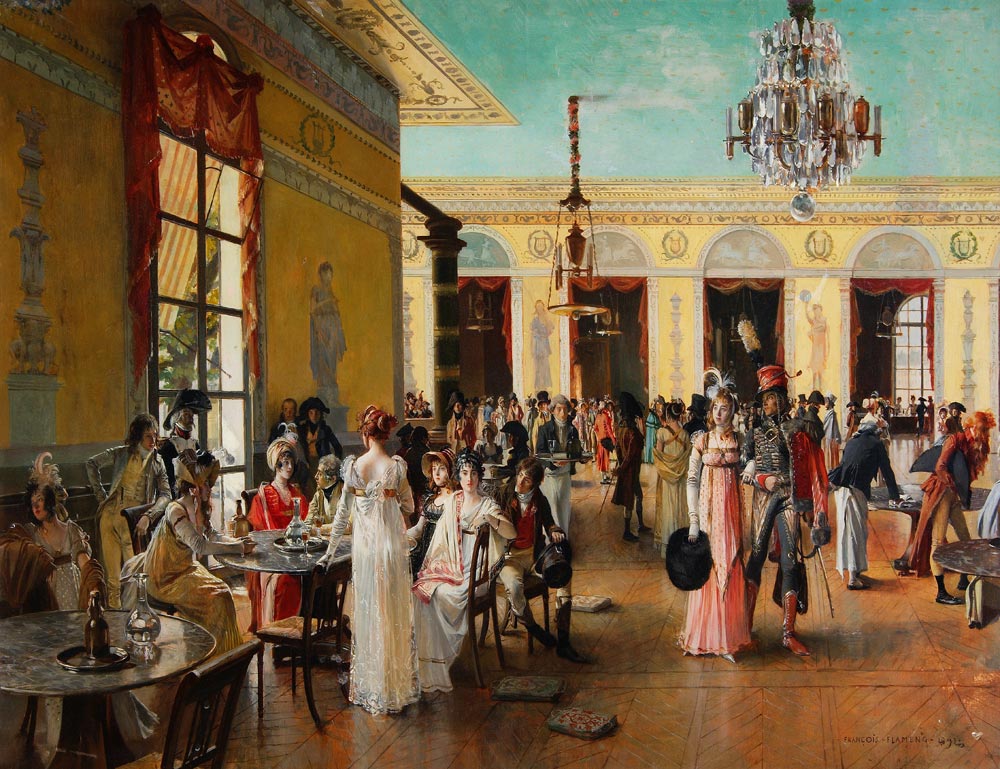 Café Frascati (A Scene From Napoleon's Time= de François Flameng