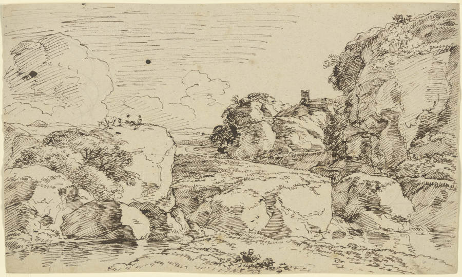 Felsenlandschaft mit Burgruine de Franz Innocenz Josef Kobell