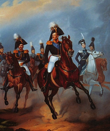 Nicholas I with his officers de Franz Kruger