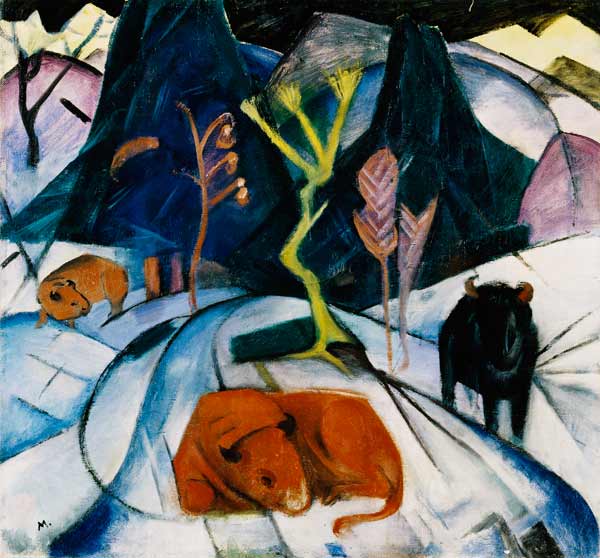 Bisontes en invierno de Franz Marc