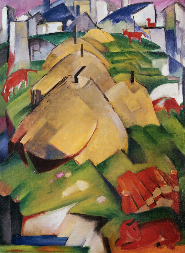 Alpine Scene with Haystacks de Franz Marc