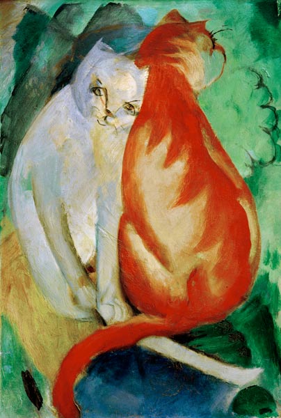 Cats, red and white de Franz Marc