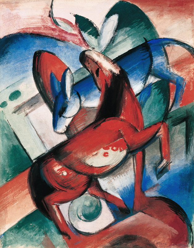 Horse and donkey de Franz Marc