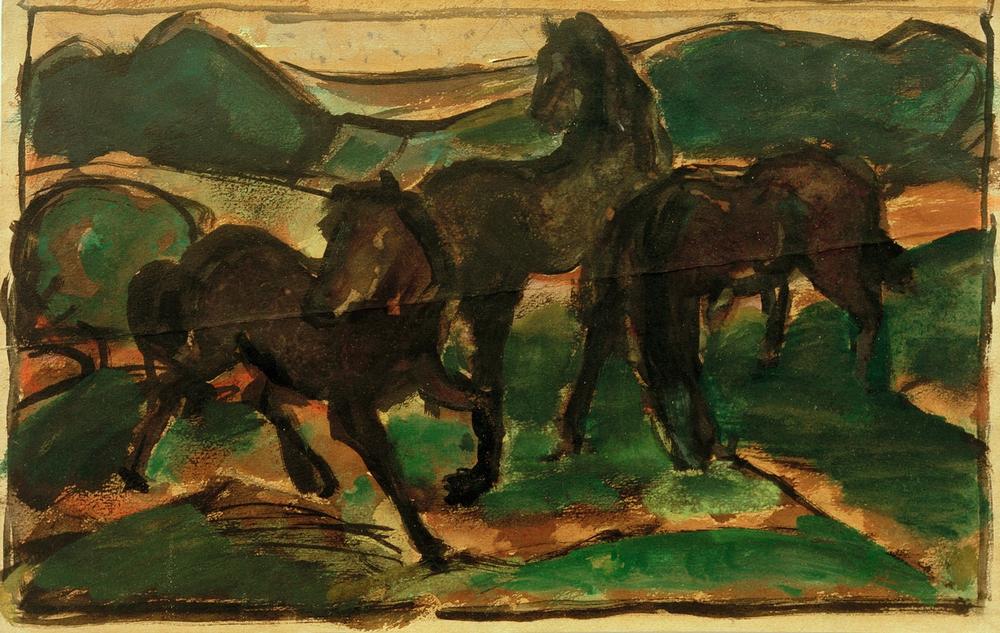 Horses on the Meadow I de Franz Marc