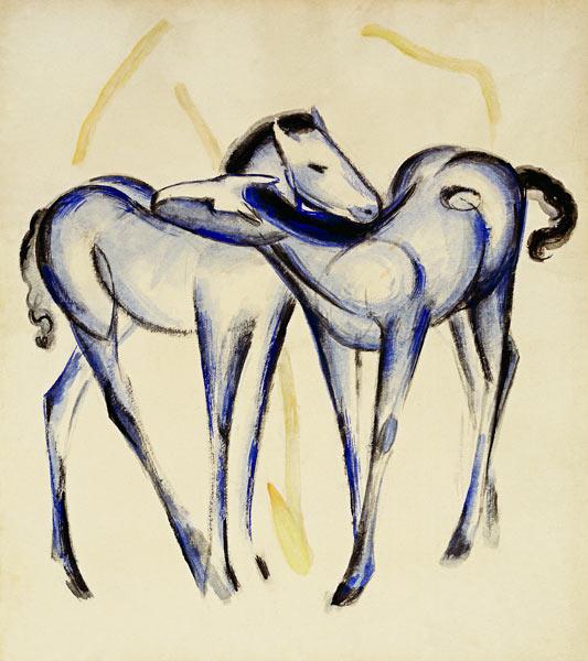 Dos caballos azules